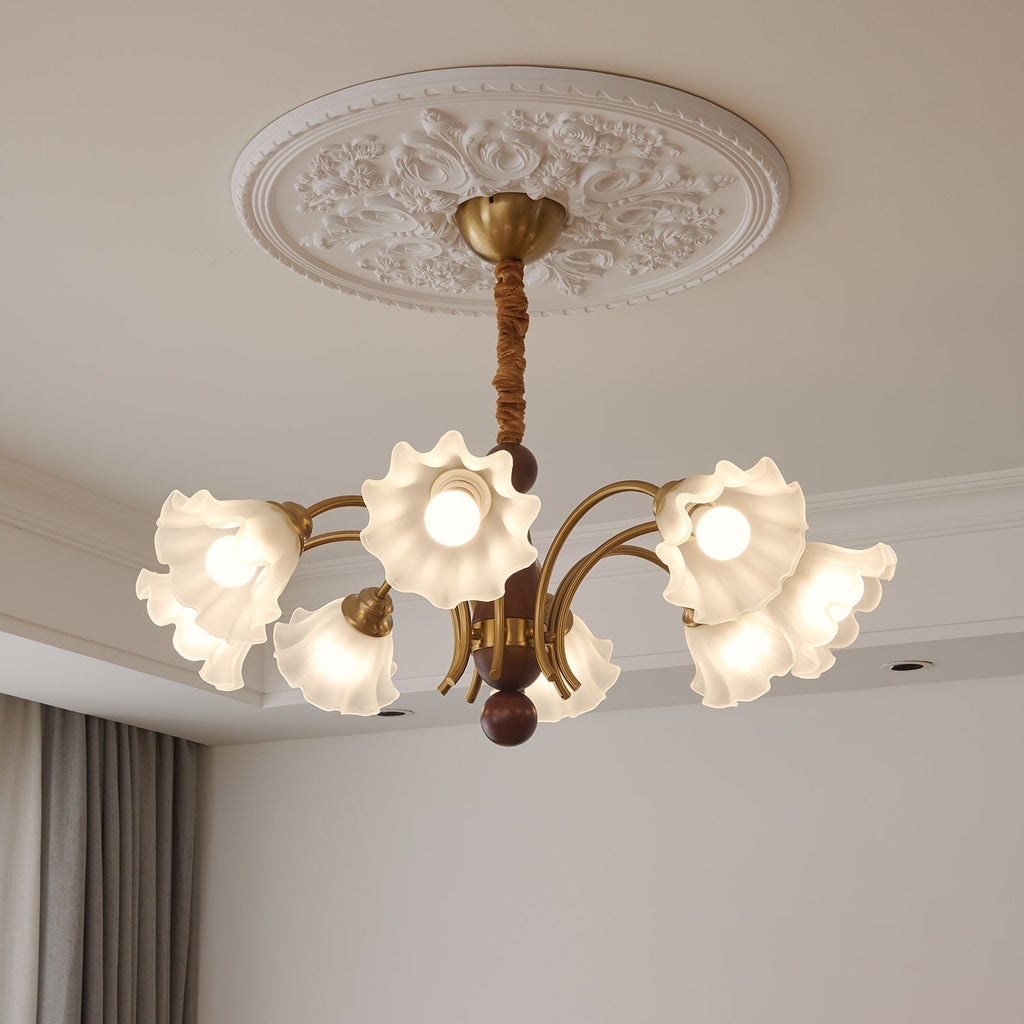 Ilvinan Chandelier Bois Verre Élégance Traditionnelle - Neutralighting