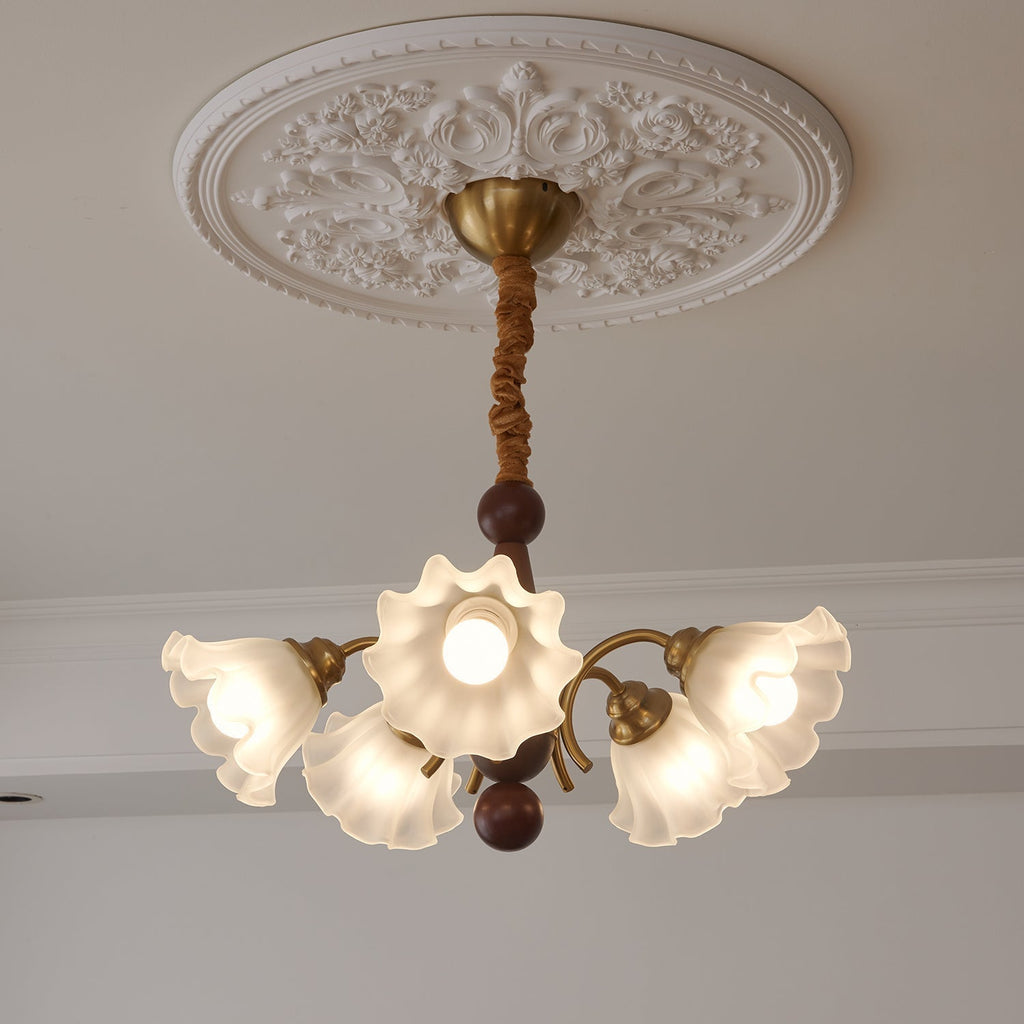 Ilvinan Chandelier Bois Verre Élégance Traditionnelle - Neutralighting
