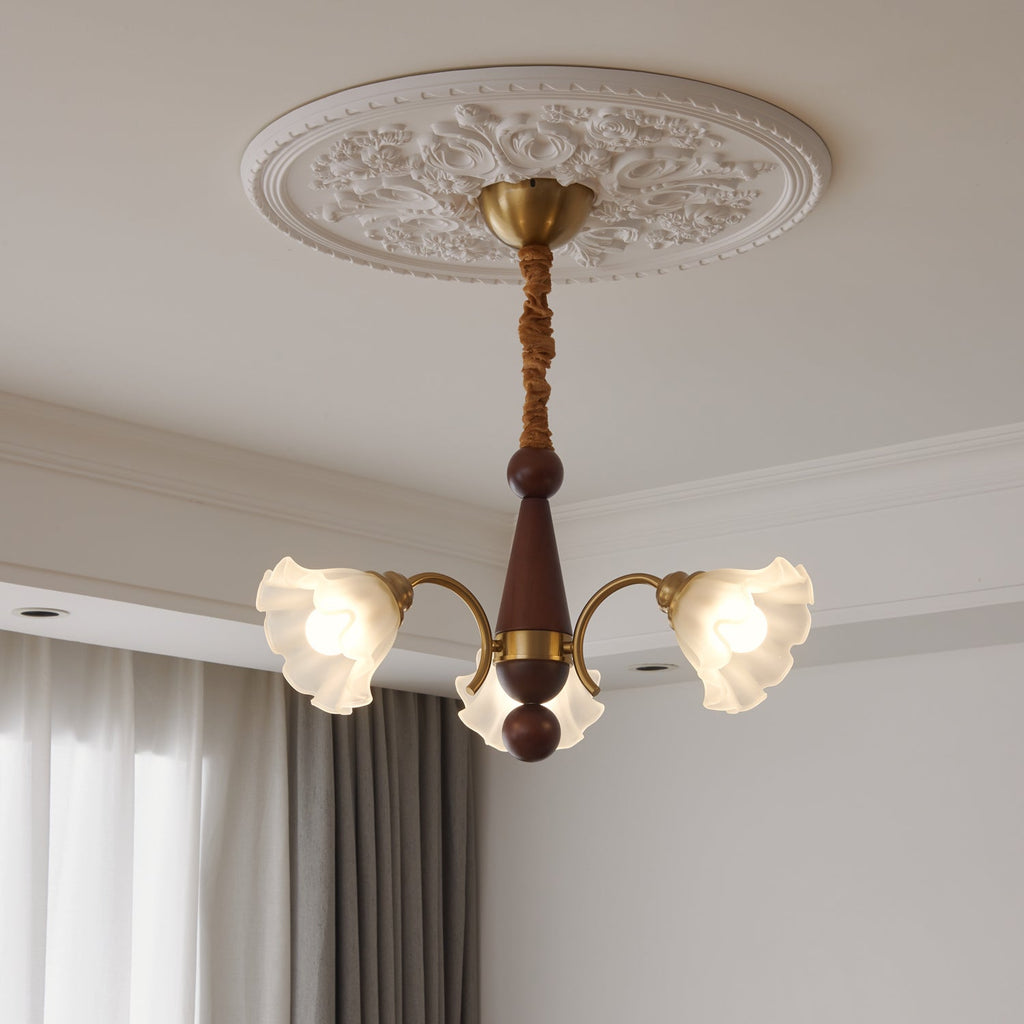 Ilvinan Chandelier Bois Verre Élégance Traditionnelle - Neutralighting