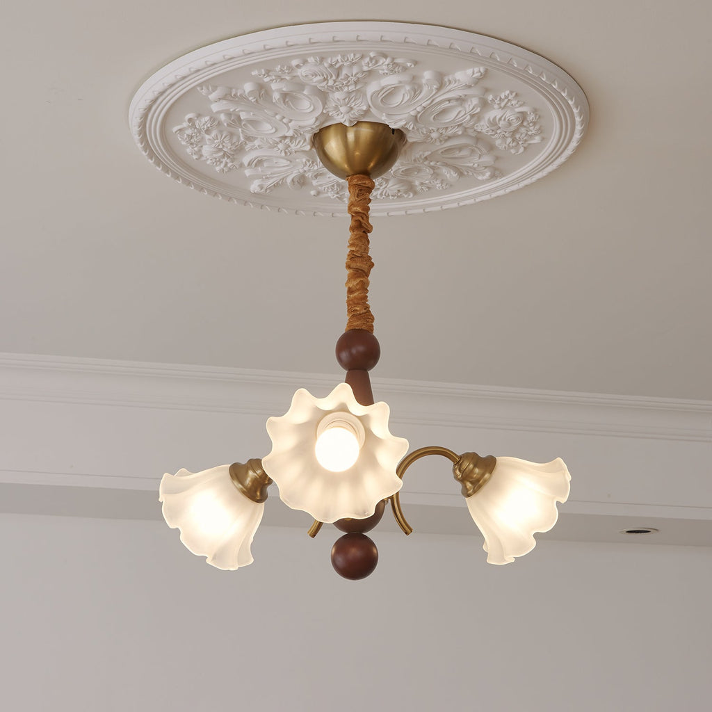 Ilvinan Chandelier Bois Verre Élégance Traditionnelle - Neutralighting