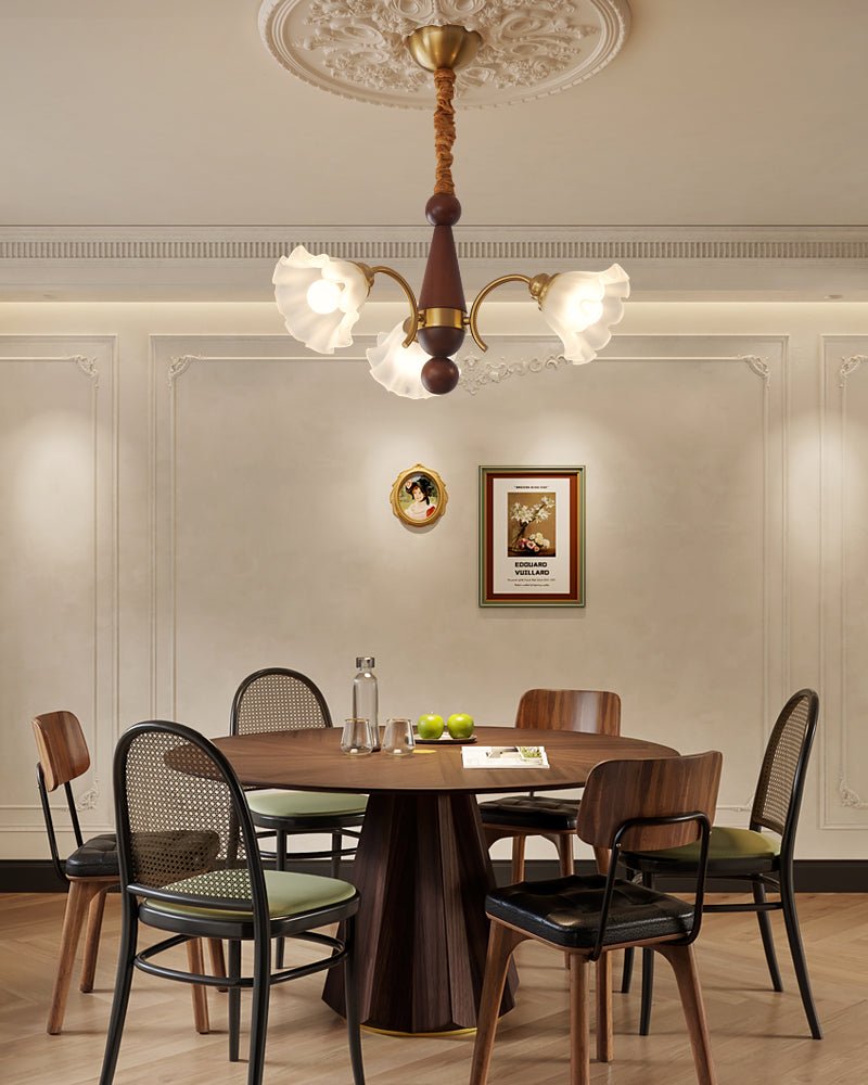 Ilvinan Chandelier Bois Verre Élégance Traditionnelle - Neutralighting