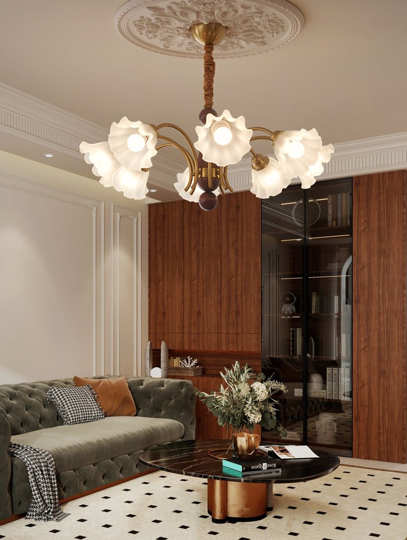 Ilvinan Chandelier Bois Verre Élégance Traditionnelle - Neutralighting