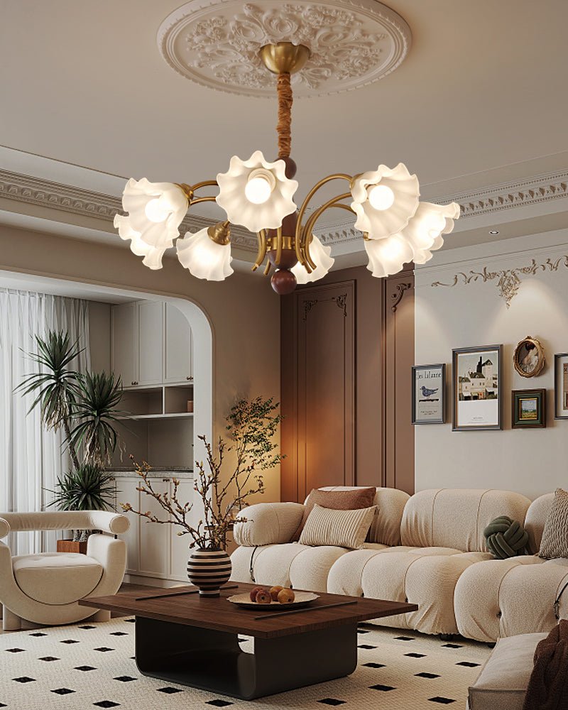 Ilvinan Chandelier Bois Verre Élégance Traditionnelle - Neutralighting