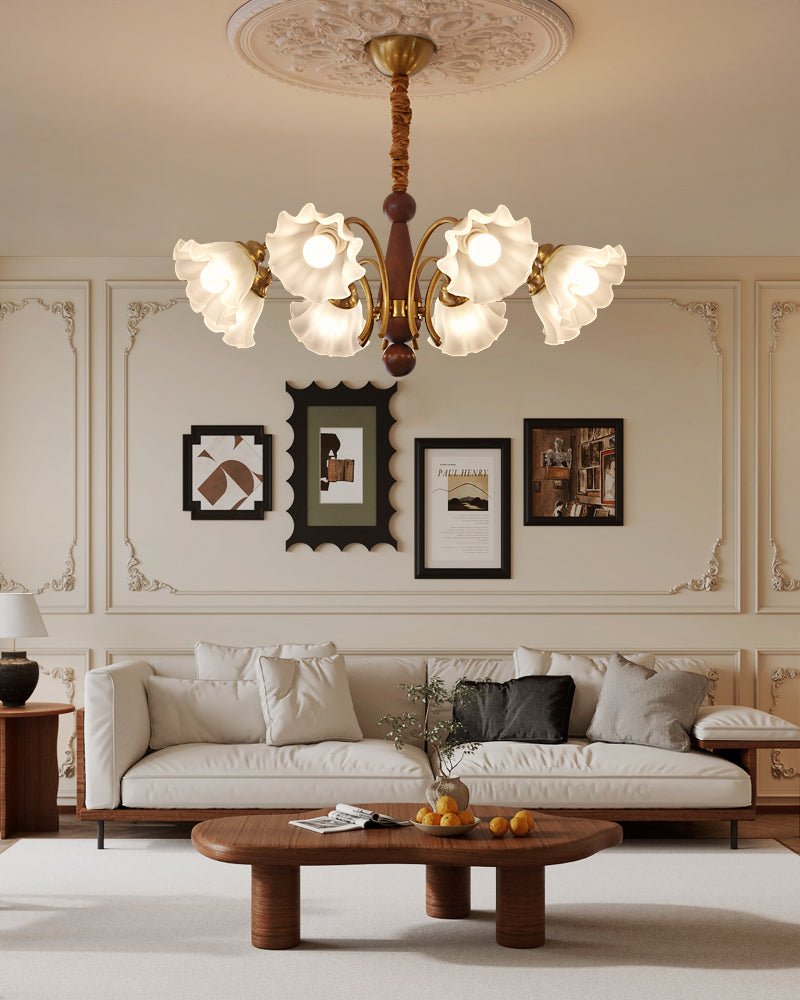 Ilvinan Chandelier Bois Verre Élégance Traditionnelle - Neutralighting
