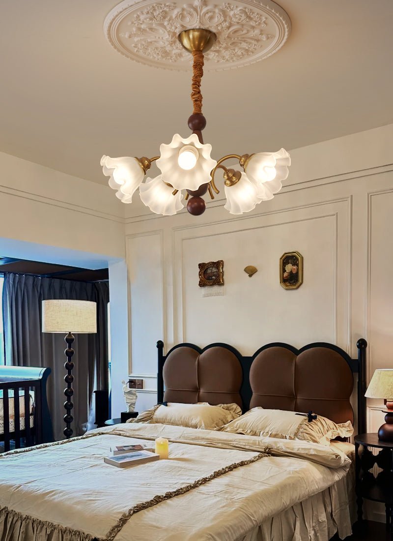 Ilvinan Chandelier Bois Verre Élégance Traditionnelle - Neutralighting