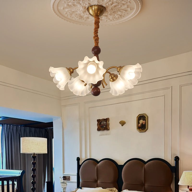 Ilvinan Chandelier Bois Verre Élégance Traditionnelle - Neutralighting