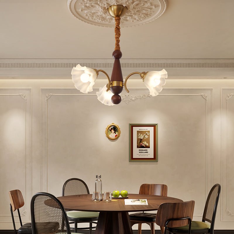 Ilvinan Chandelier Bois Verre Élégance Traditionnelle - Neutralighting