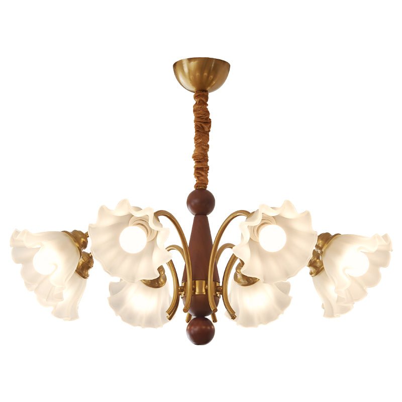 Ilvinan Chandelier Bois Verre Élégance Traditionnelle - Neutralighting