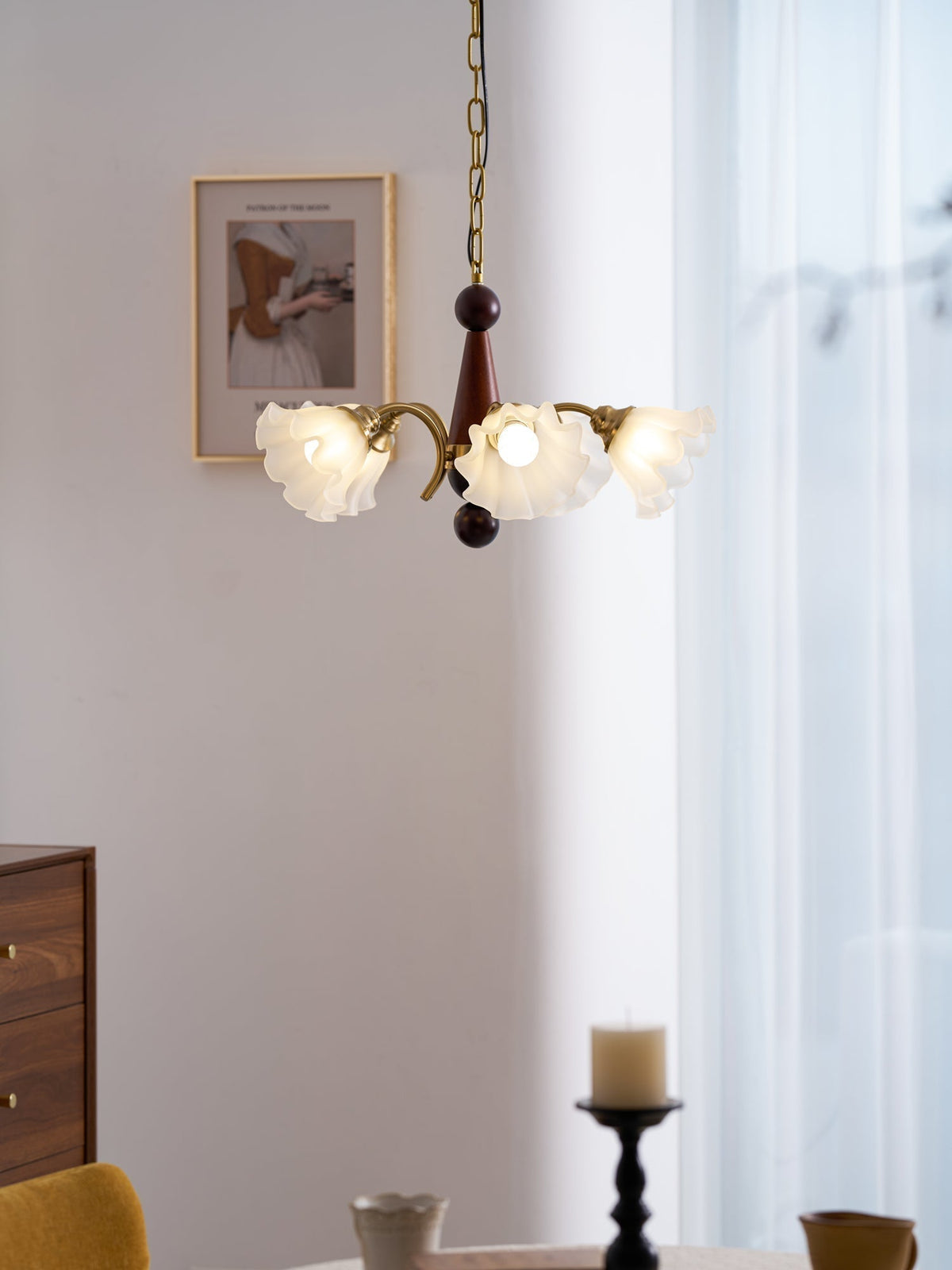 Ilvinan Chandelier Bois Verre Élégance Traditionnelle - Neutralighting