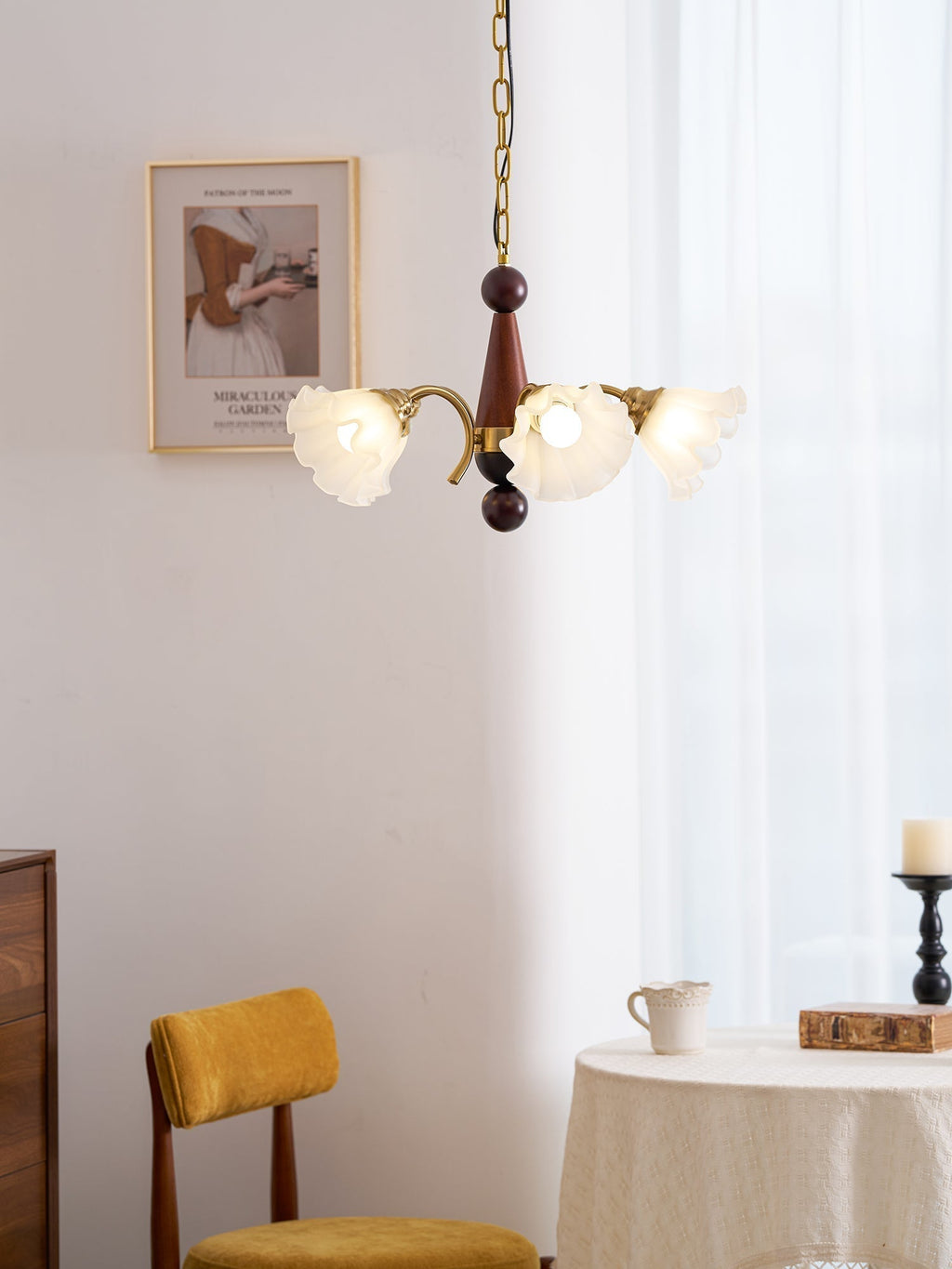 Ilvinan Chandelier Bois Verre Élégance Traditionnelle - Neutralighting