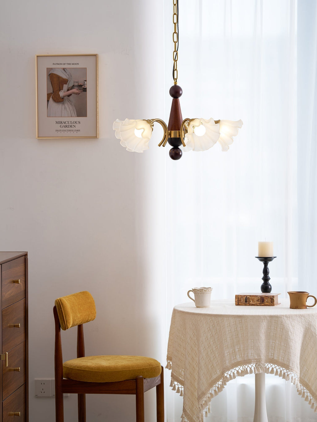 Ilvinan Chandelier Bois Verre Élégance Traditionnelle - Neutralighting