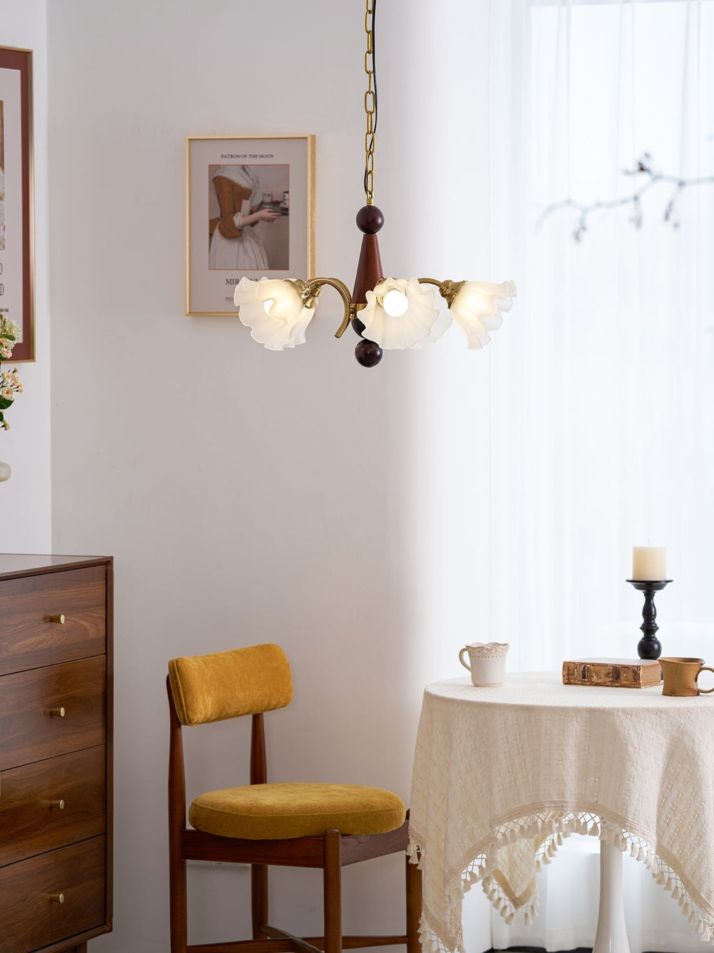 Ilvinan Chandelier Bois Verre Élégance Traditionnelle - Neutralighting