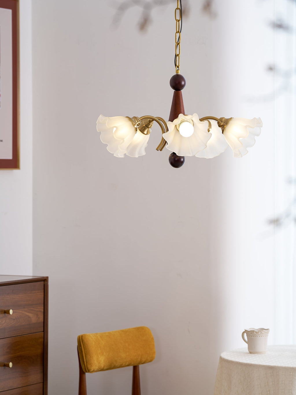 Ilvinan Chandelier Bois Verre Élégance Traditionnelle - Neutralighting