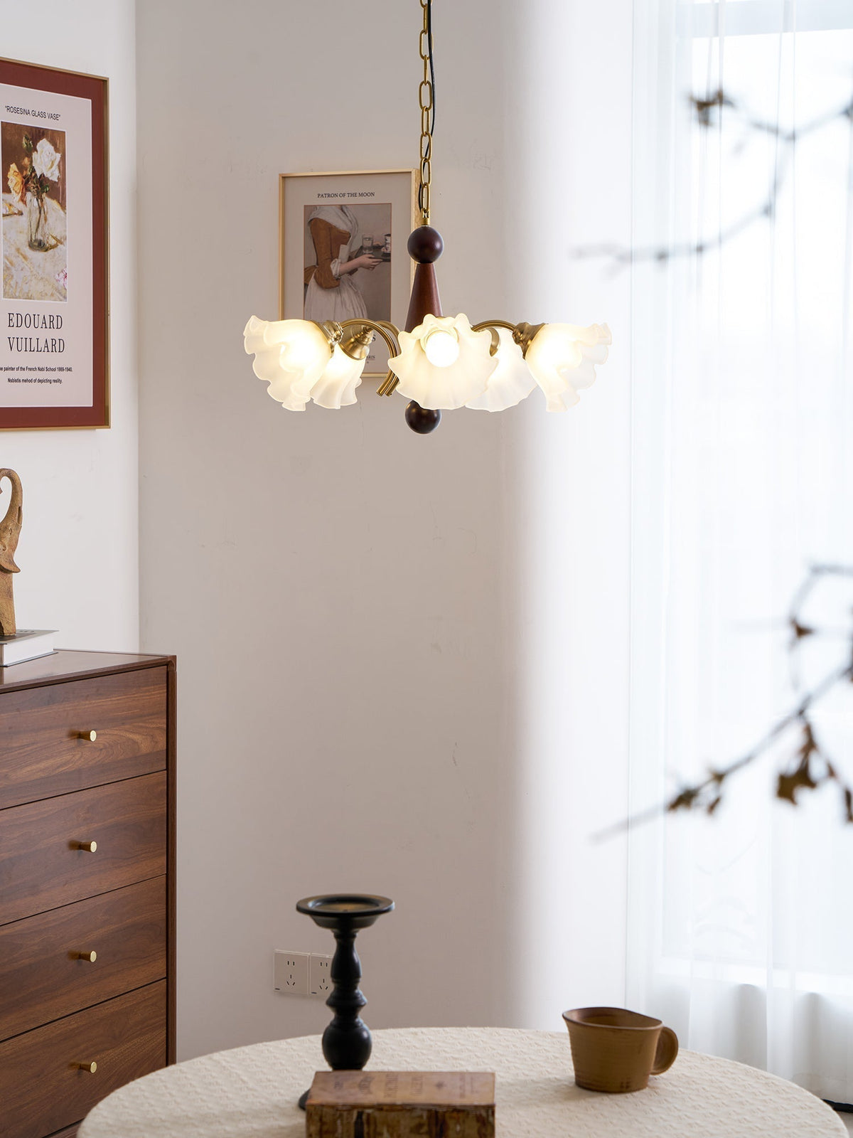 Ilvinan Chandelier Bois Verre Élégance Traditionnelle - Neutralighting