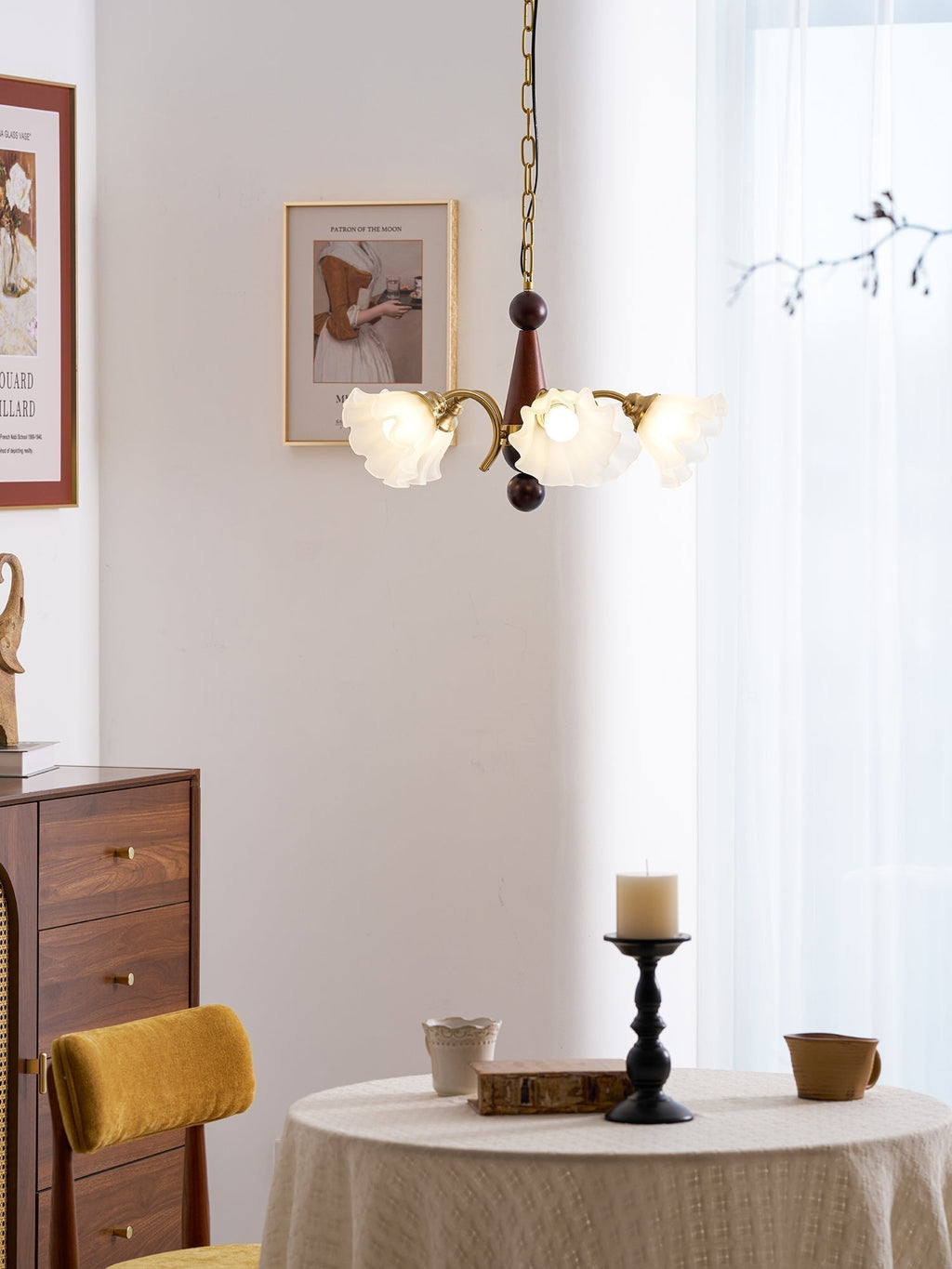 Ilvinan Chandelier Bois Verre Élégance Traditionnelle - Neutralighting