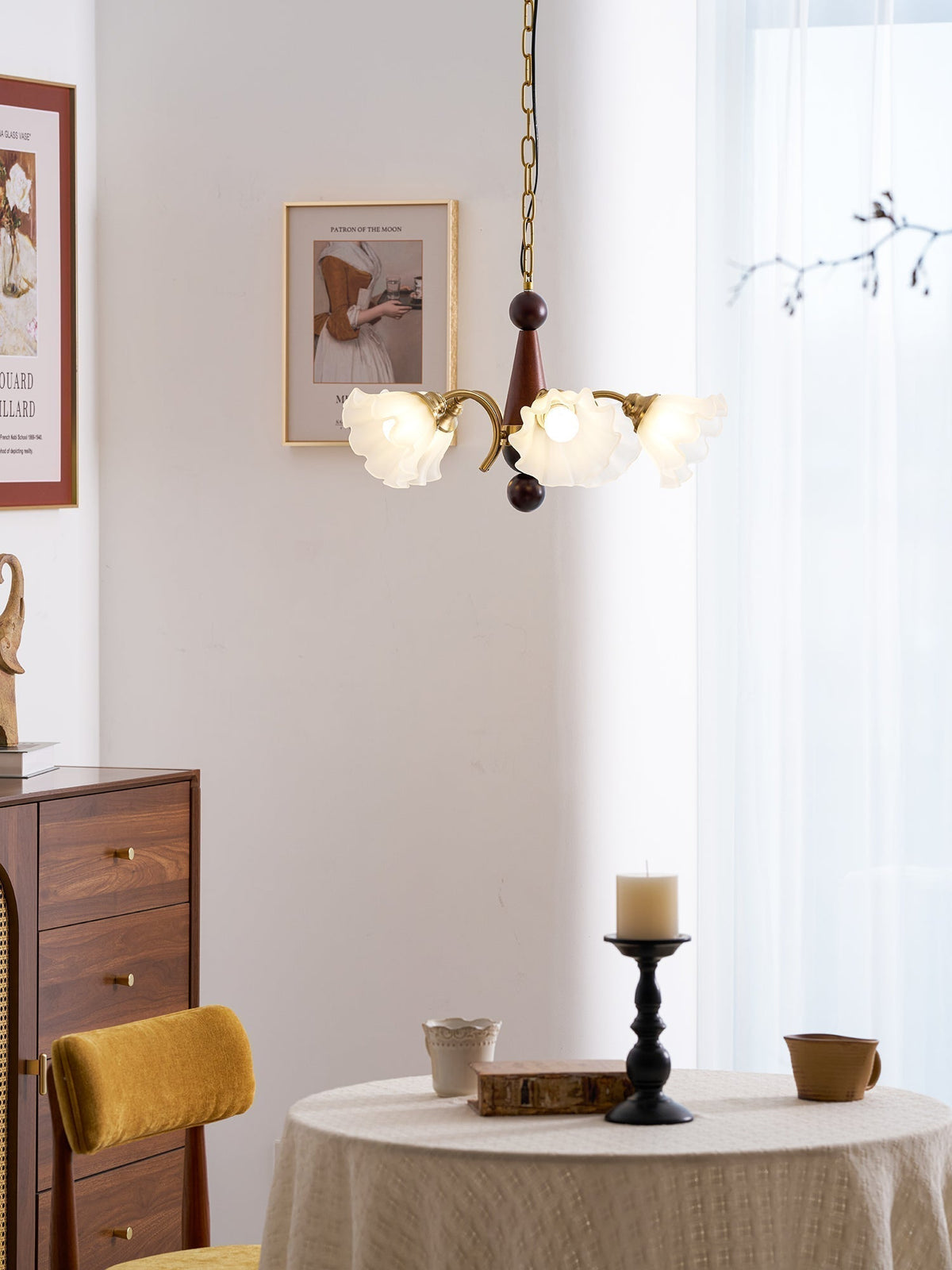 Ilvinan Chandelier Bois Verre Élégance Traditionnelle - Neutralighting