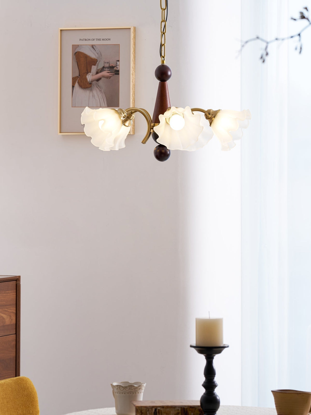 Ilvinan Chandelier Bois Verre Élégance Traditionnelle - Neutralighting