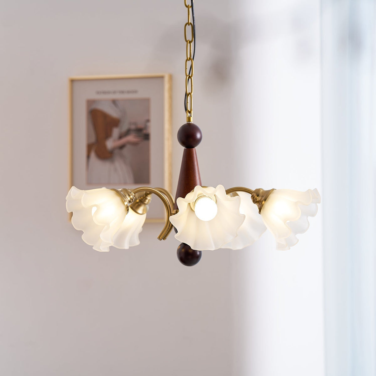 Ilvinan Chandelier Bois Verre Élégance Traditionnelle - Neutralighting