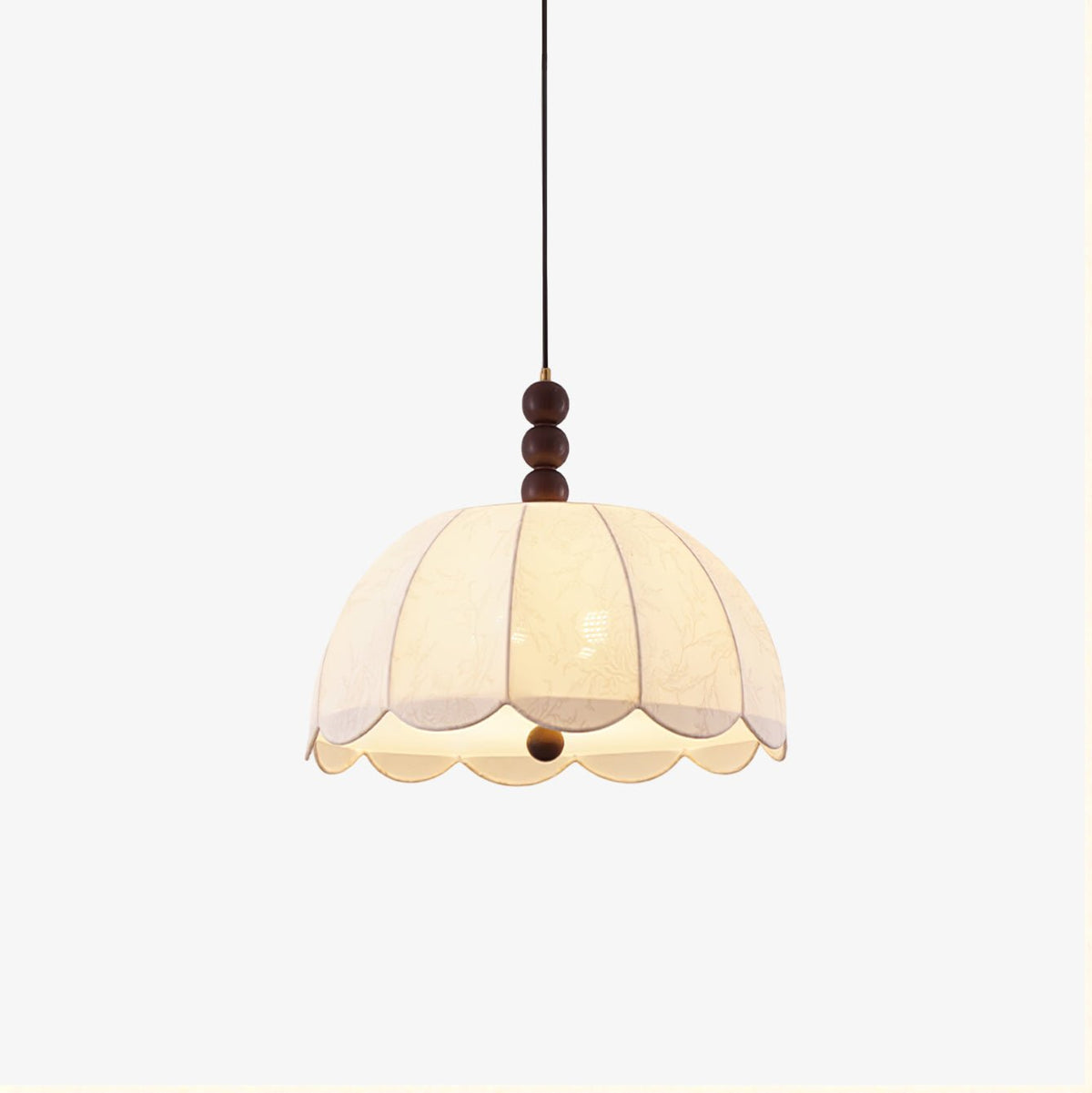 Syphaen Traditionnel Floraison Tissu Bois Pendentif Lumière - Neutralighting