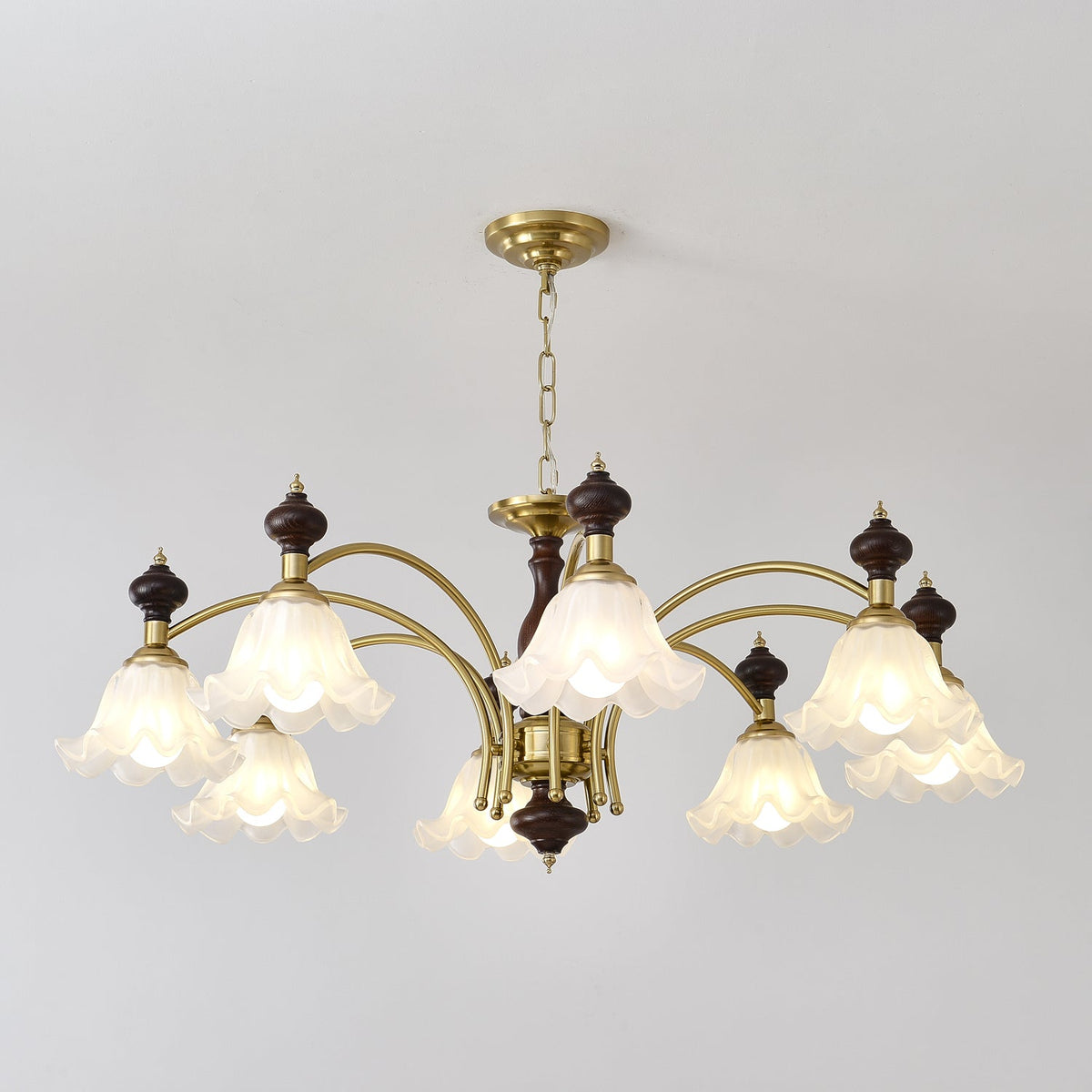 Lustra Chandelier Bois Laiton Fleurs en Floraison - Neutralighting