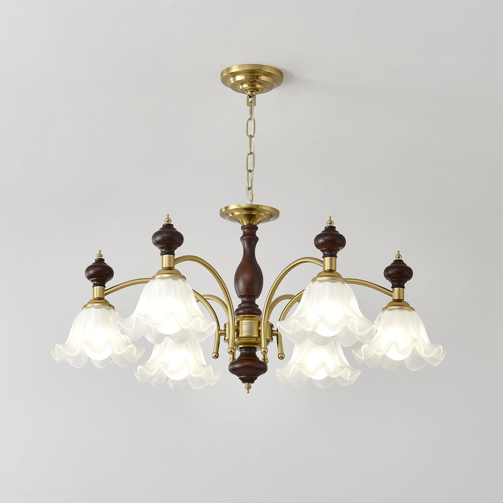 Lustra Chandelier Bois Laiton Fleurs en Floraison - Neutralighting