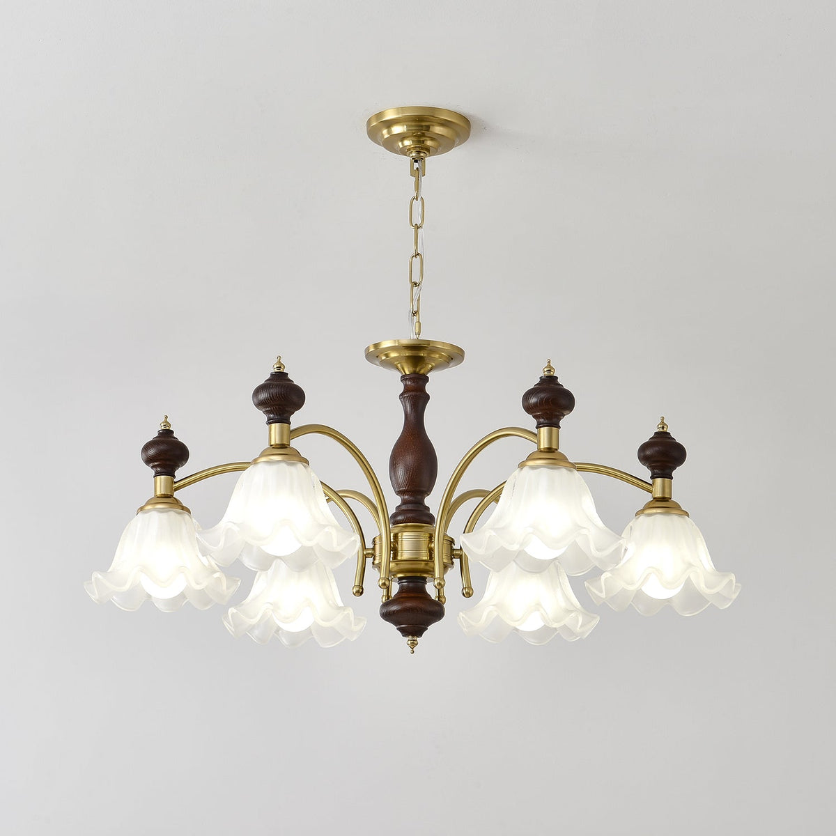Lustra Chandelier Bois Laiton Fleurs en Floraison - Neutralighting