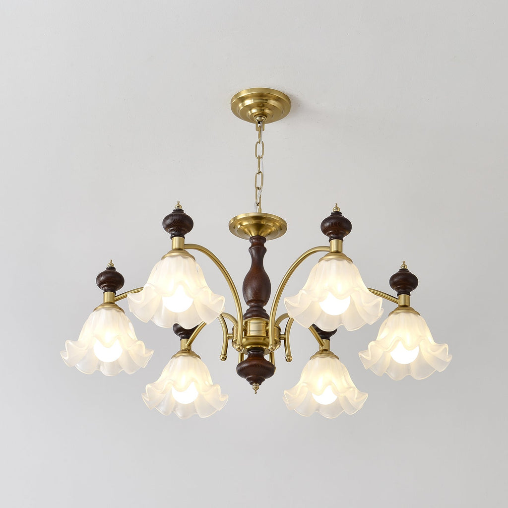 Lustra Chandelier Bois Laiton Fleurs en Floraison - Neutralighting