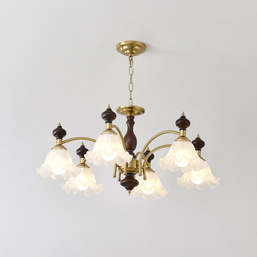 Lustra Chandelier Bois Laiton Fleurs en Floraison - Neutralighting