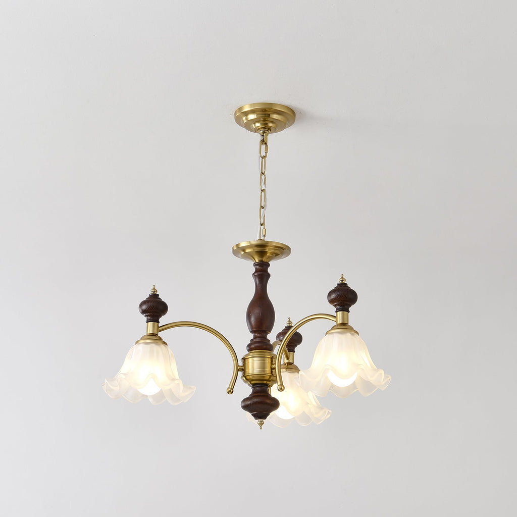Lustra Chandelier Bois Laiton Fleurs en Floraison - Neutralighting