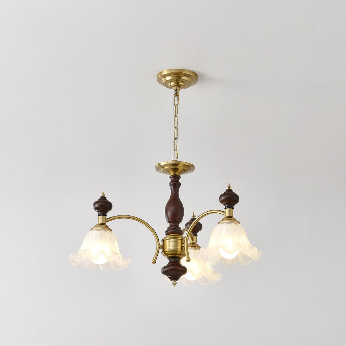 Lustra Chandelier Bois Laiton Fleurs en Floraison - Neutralighting