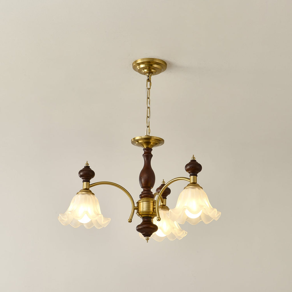 Lustra Chandelier Bois Laiton Fleurs en Floraison - Neutralighting
