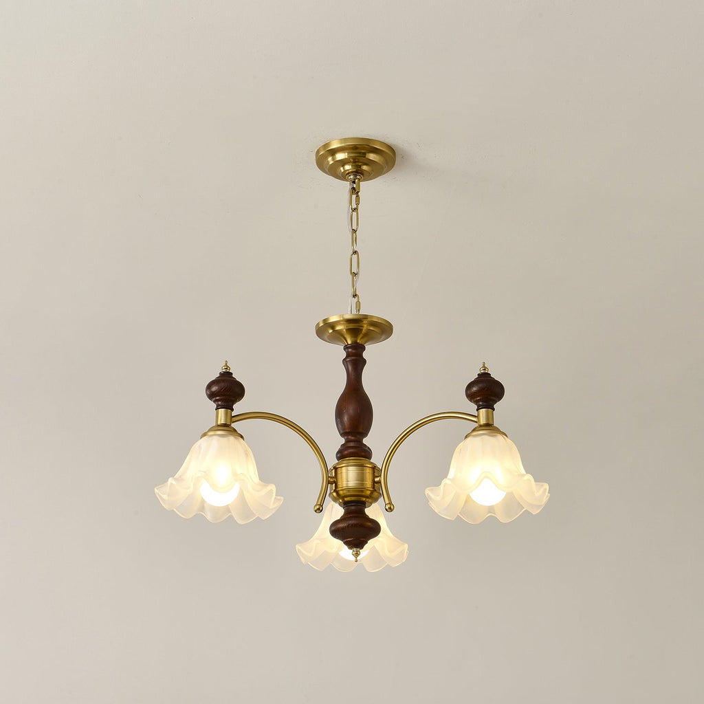Lustra Chandelier Bois Laiton Fleurs en Floraison - Neutralighting