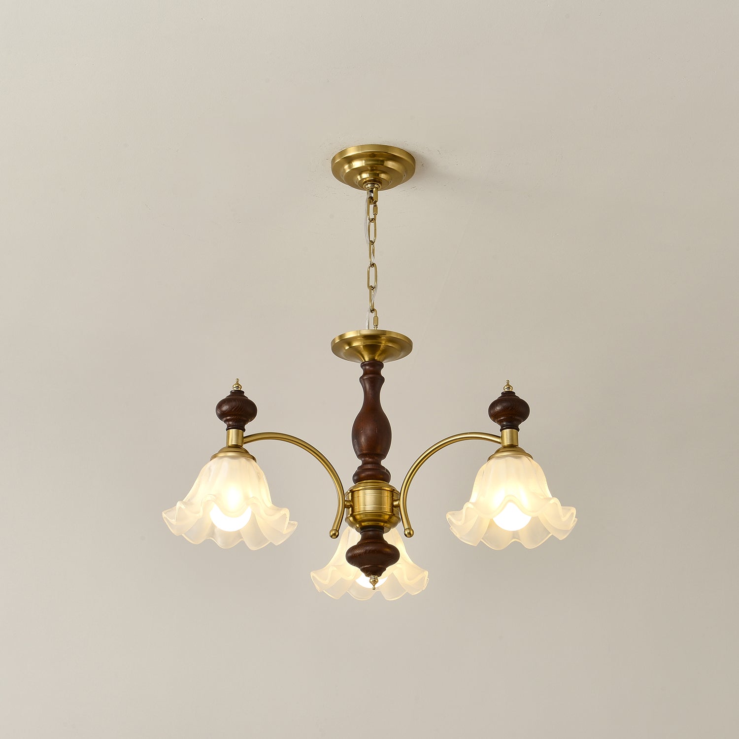 Lustra Chandelier Bois Laiton Fleurs en Floraison - Neutralighting