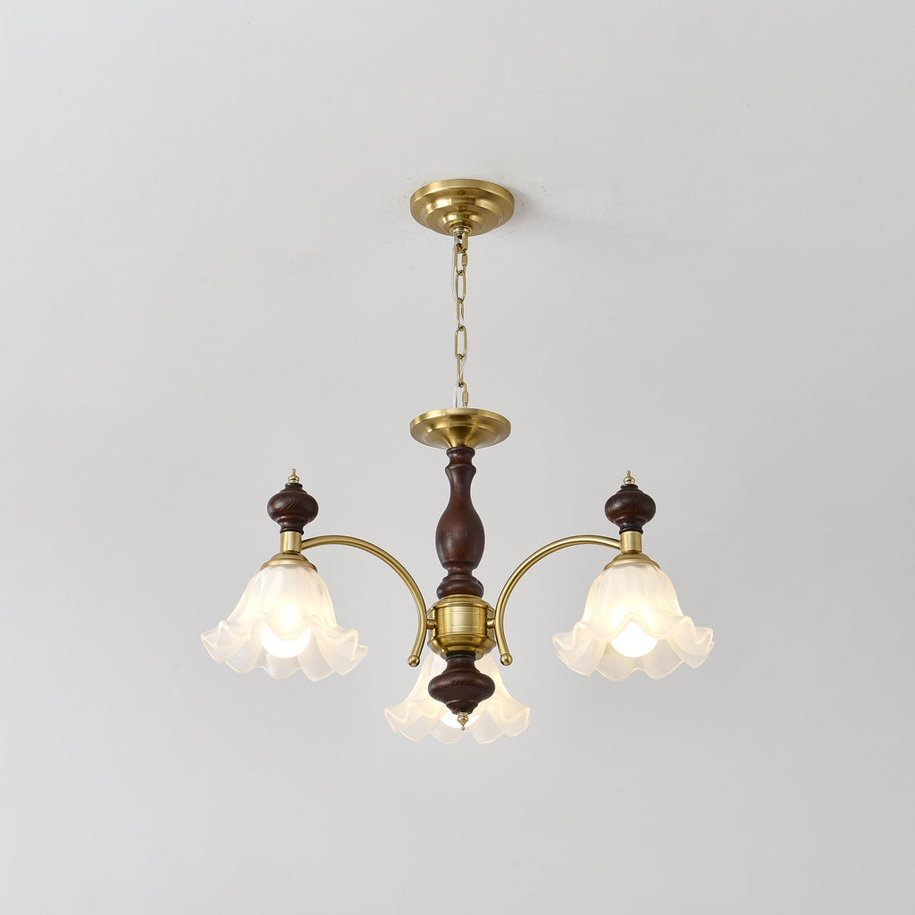 Lustra Chandelier Bois Laiton Fleurs en Floraison - Neutralighting