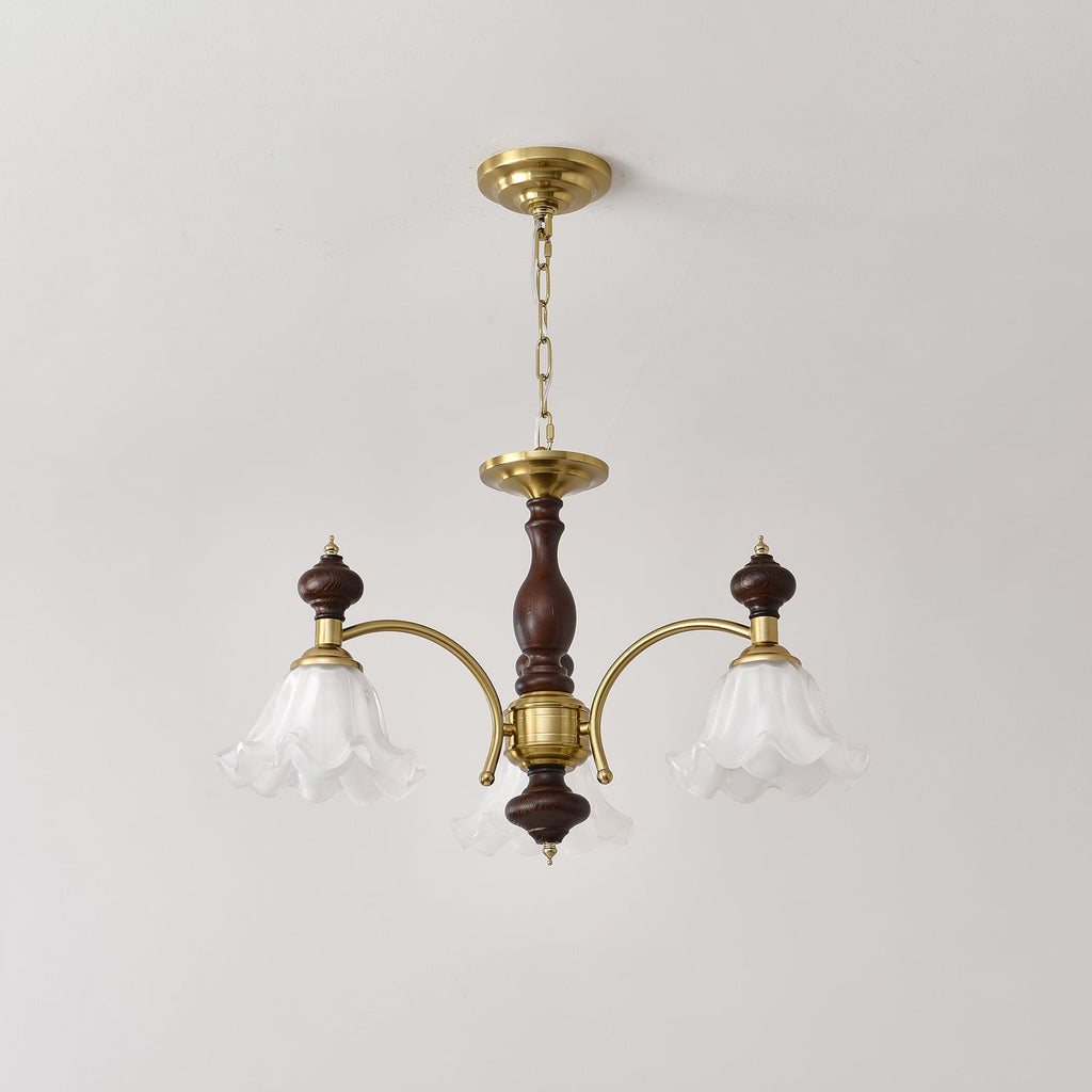 Lustra Chandelier Bois Laiton Fleurs en Floraison - Neutralighting