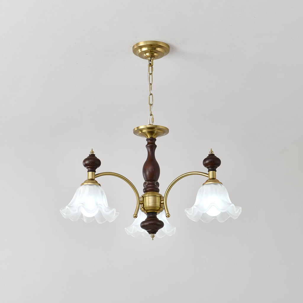 Lustra Chandelier Bois Laiton Fleurs en Floraison - Neutralighting