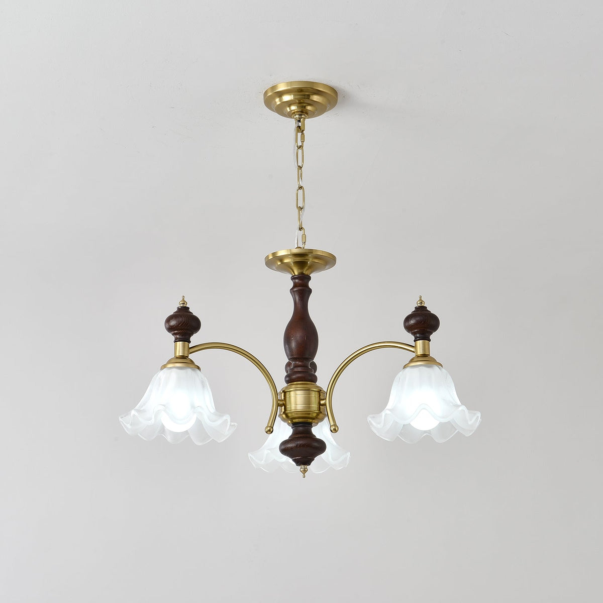 Lustra Chandelier Bois Laiton Fleurs en Floraison - Neutralighting