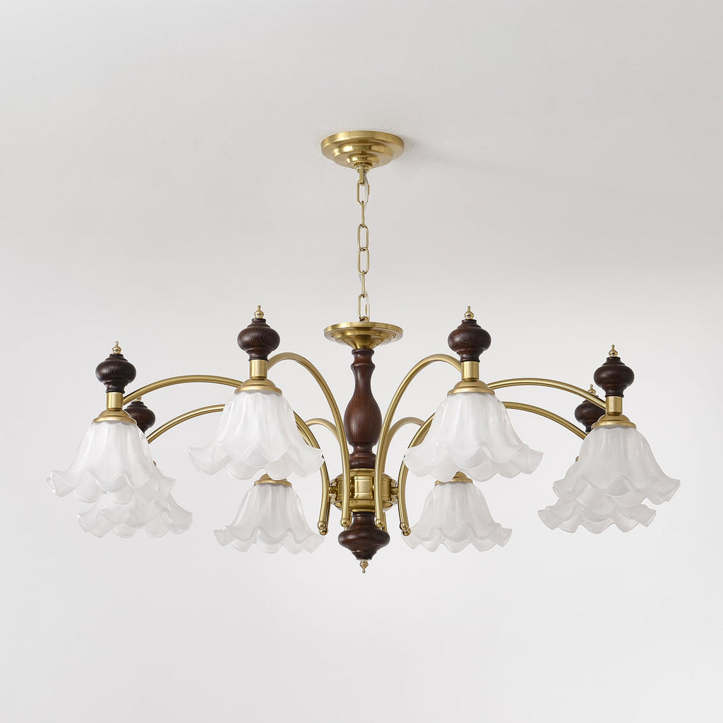 Lustra Chandelier Bois Laiton Fleurs en Floraison - Neutralighting