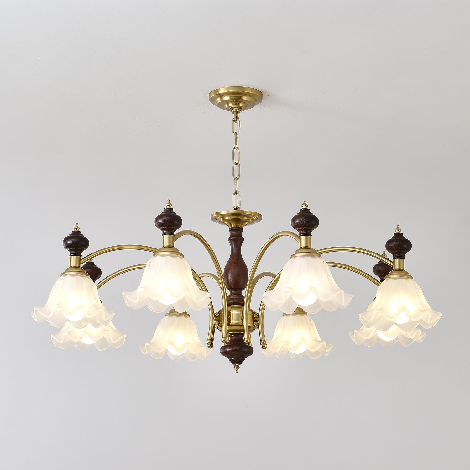 Lustra Chandelier Bois Laiton Fleurs en Floraison - Neutralighting