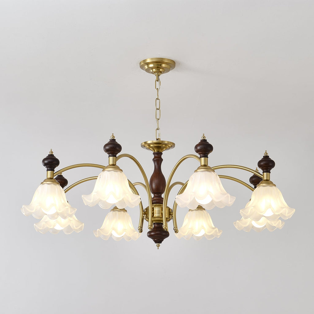Lustra Chandelier Bois Laiton Fleurs en Floraison - Neutralighting