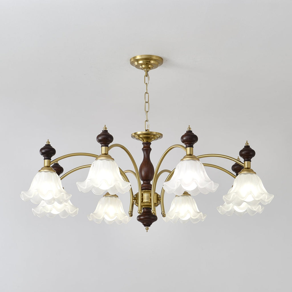 Lustra Chandelier Bois Laiton Fleurs en Floraison - Neutralighting