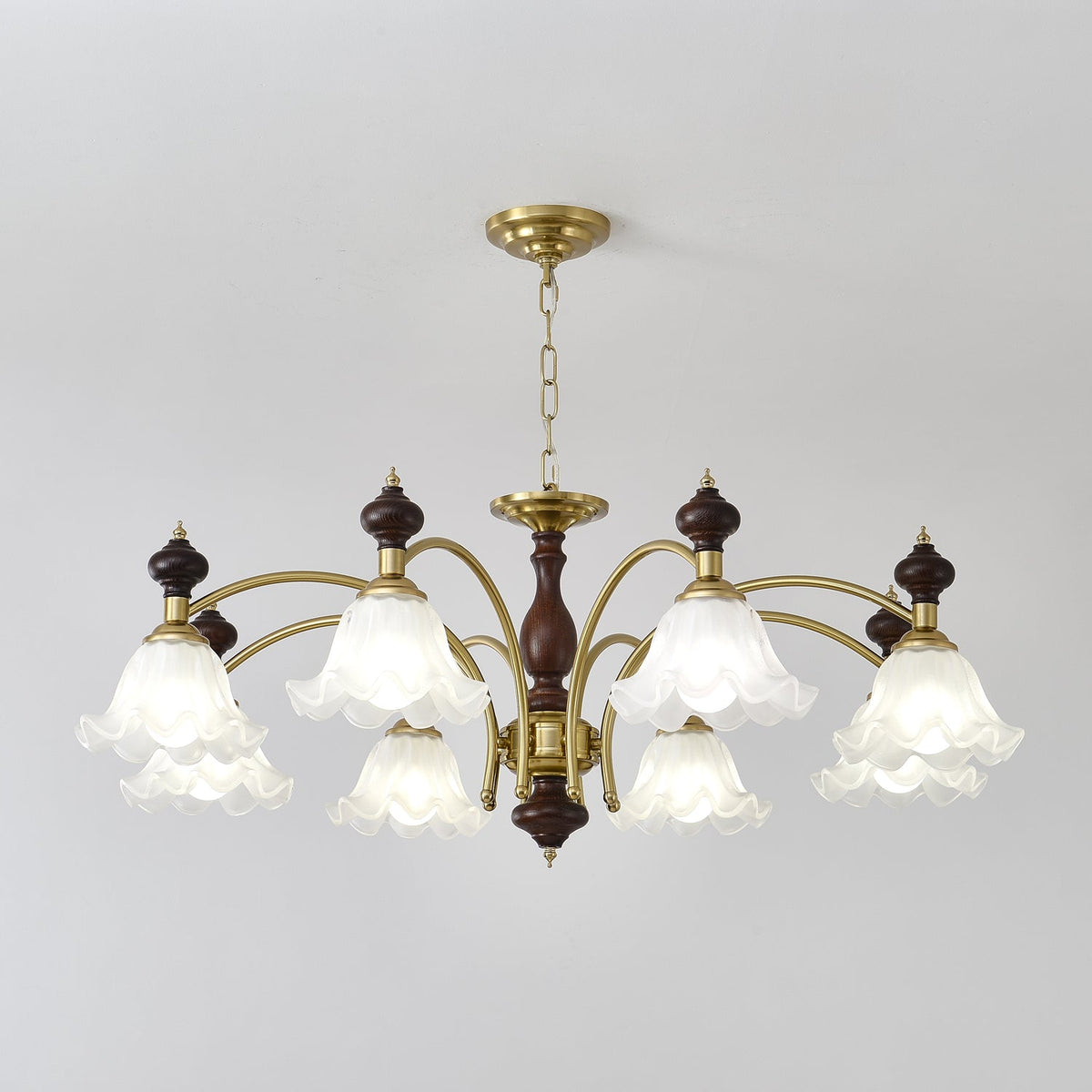 Lustra Chandelier Bois Laiton Fleurs en Floraison - Neutralighting
