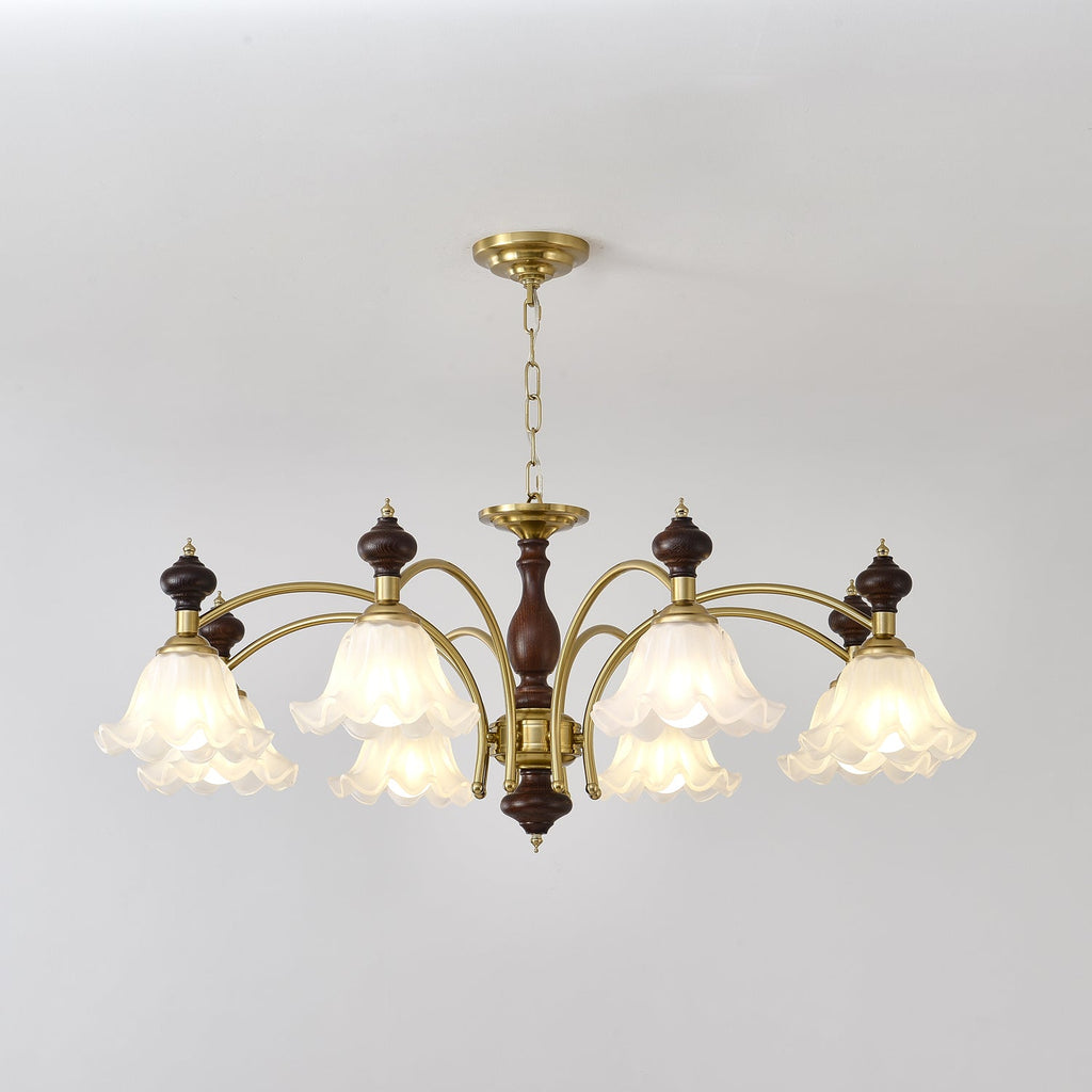 Lustra Chandelier Bois Laiton Fleurs en Floraison - Neutralighting