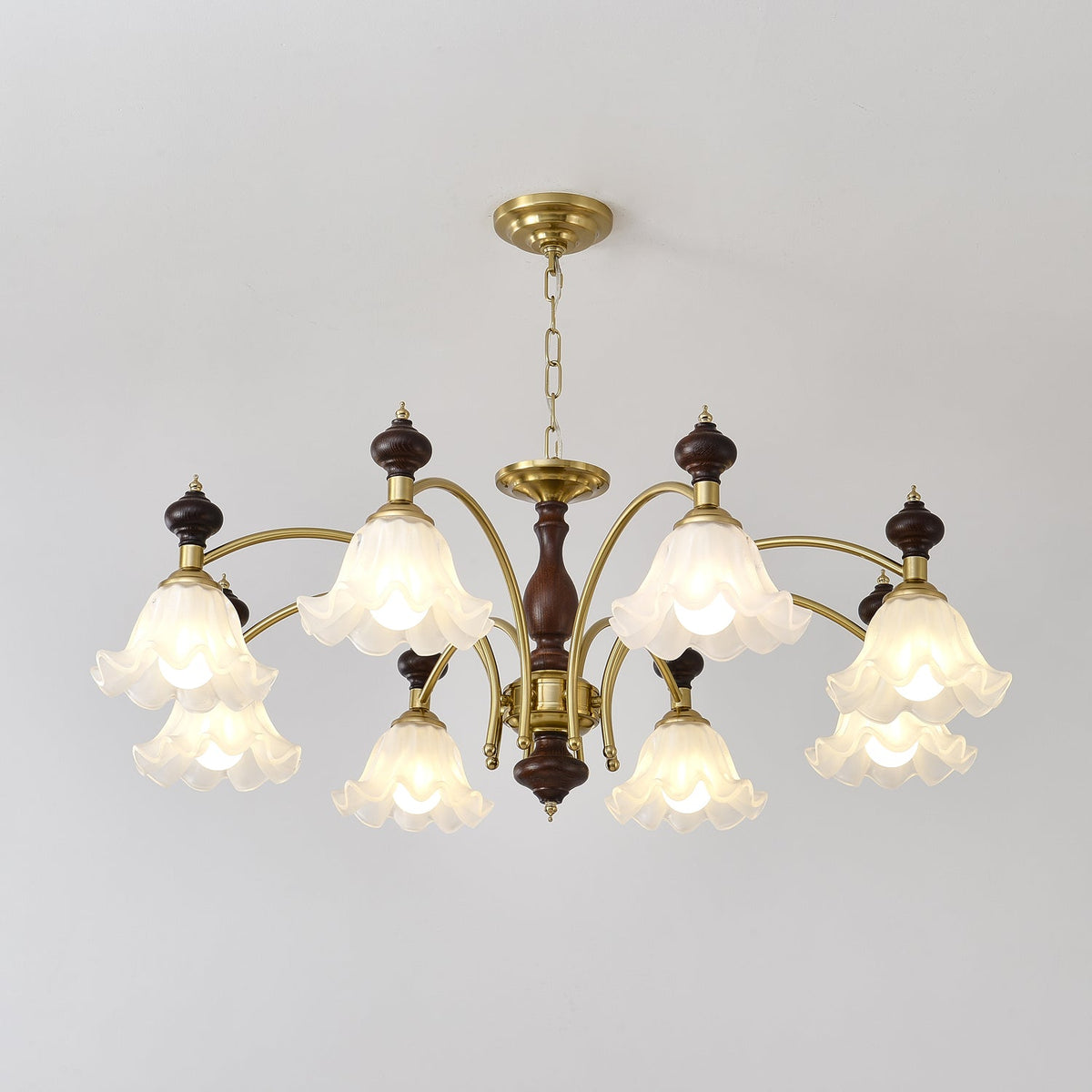 Lustra Chandelier Bois Laiton Fleurs en Floraison - Neutralighting