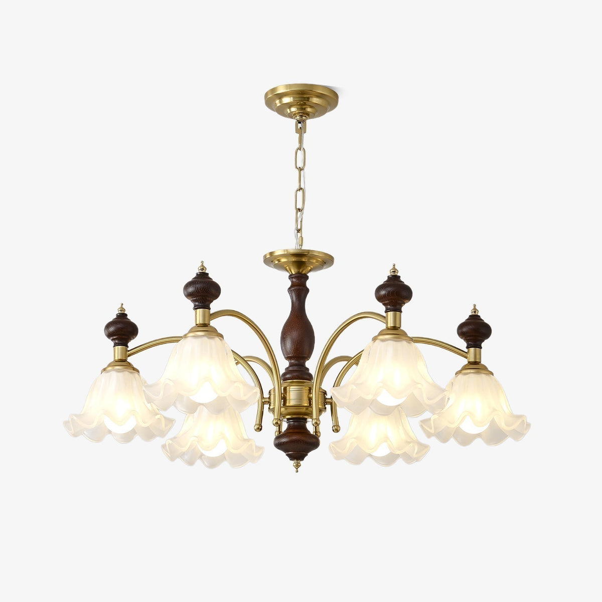 Lustra Chandelier Bois Laiton Fleurs en Floraison - Neutralighting