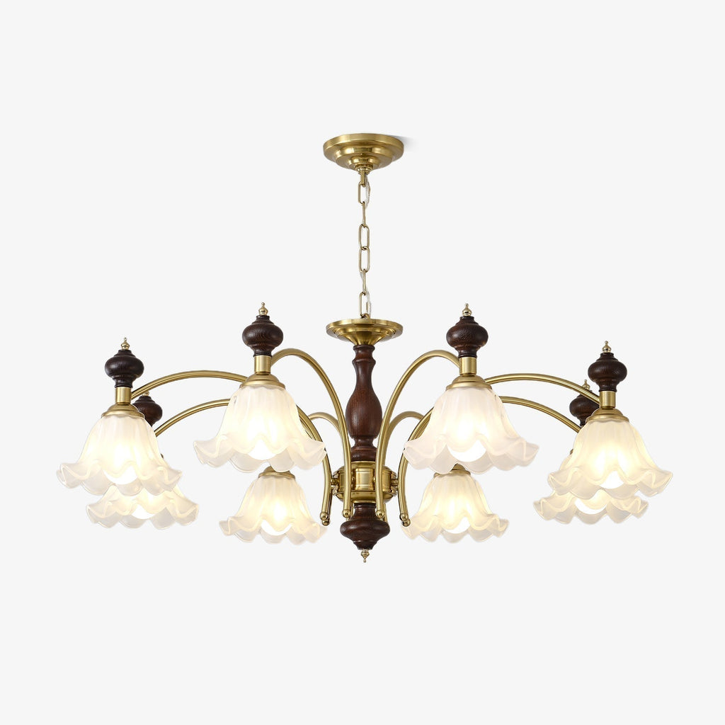 Lustra Chandelier Bois Laiton Fleurs en Floraison - Neutralighting
