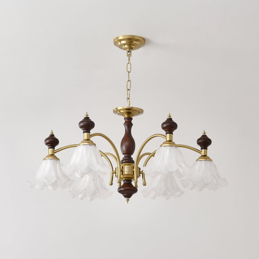 Lustra Chandelier Bois Laiton Fleurs en Floraison - Neutralighting