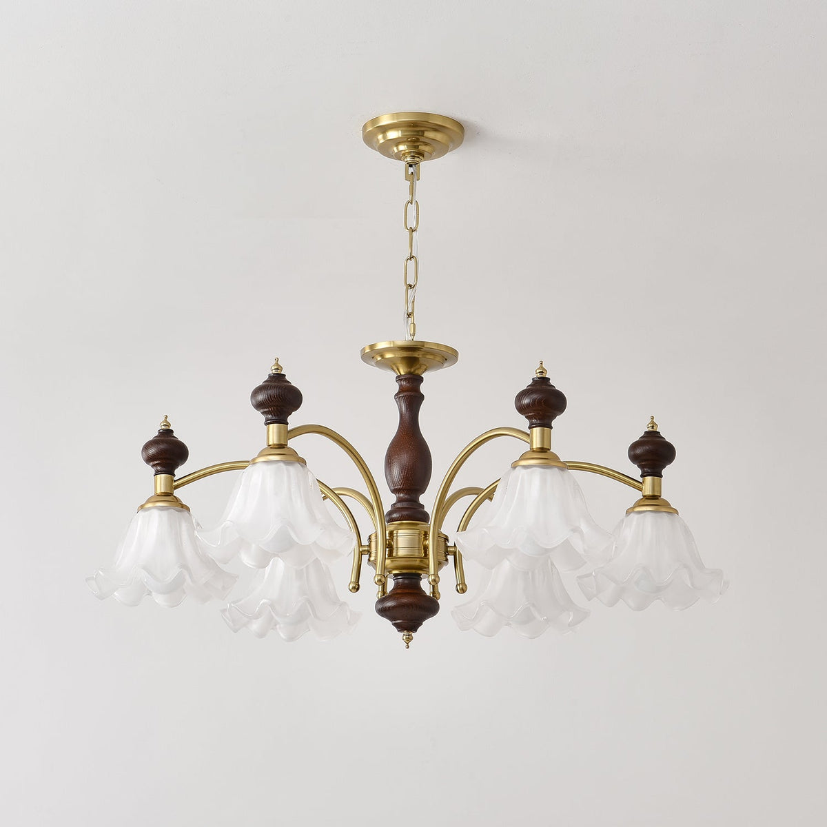 Lustra Chandelier Bois Laiton Fleurs en Floraison - Neutralighting