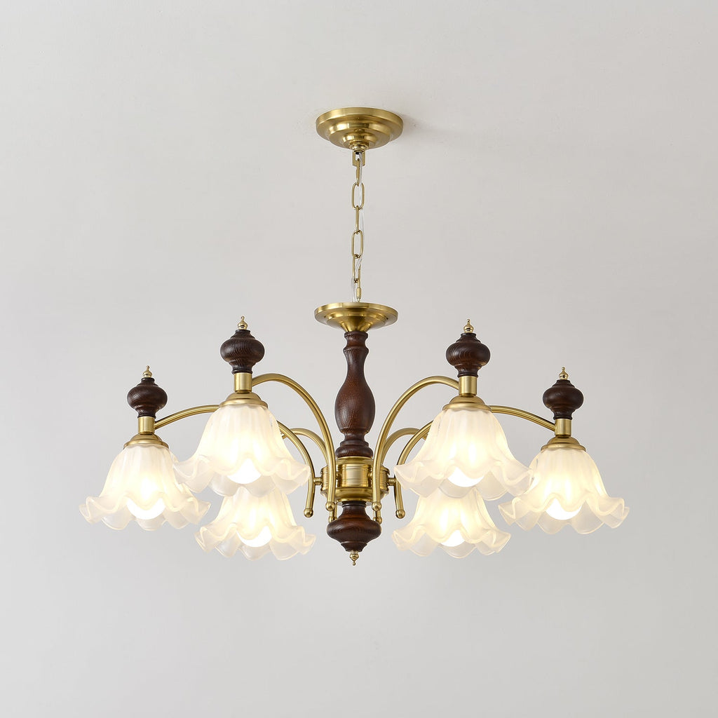 Lustra Chandelier Bois Laiton Fleurs en Floraison - Neutralighting