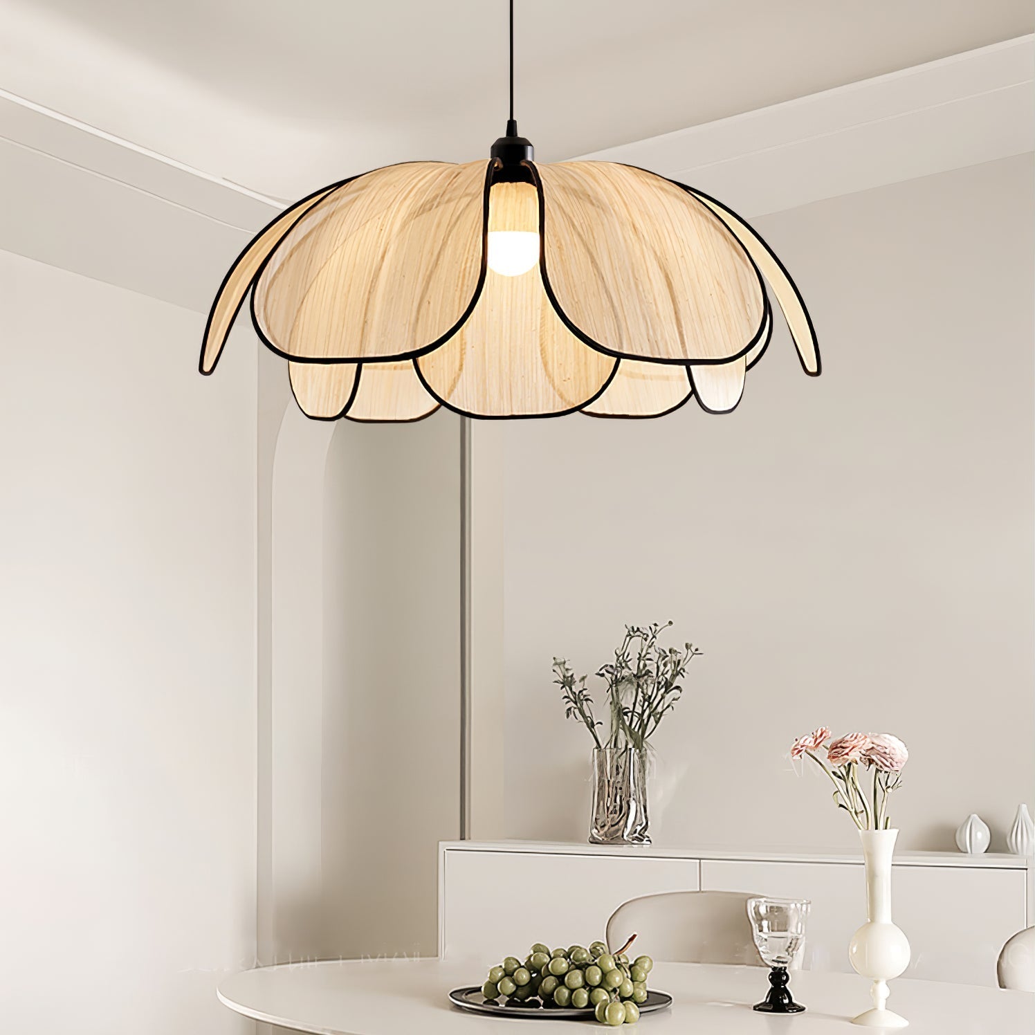 Elthaus Lampe Pendante Feuille Fiber Fleur - Neutralighting